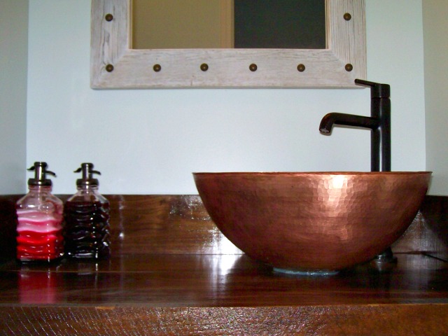 Copper bathroom sink installation