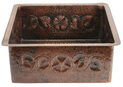 18" Square Copper Bar Sink - Floral by SoLuna