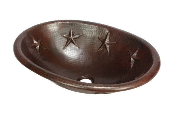 19" Oval Copper Bathroom Sink - Texas Star by SoLuna