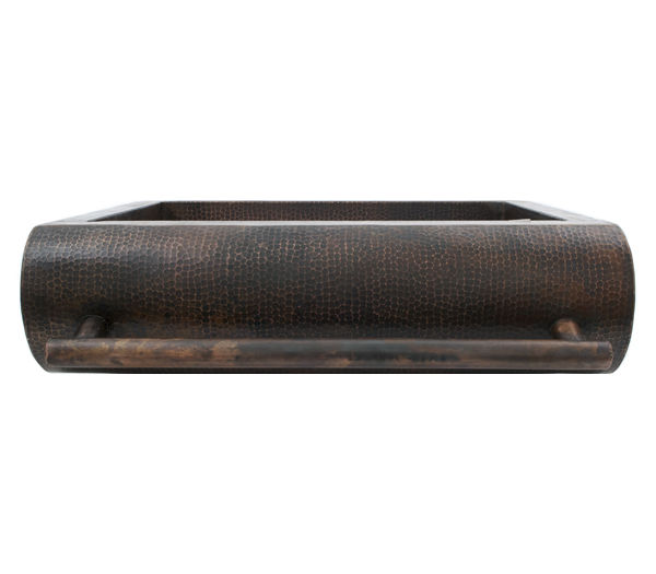 Rounded  Front Copper Farmhouse Sink w/Towel Rod by SoLuna