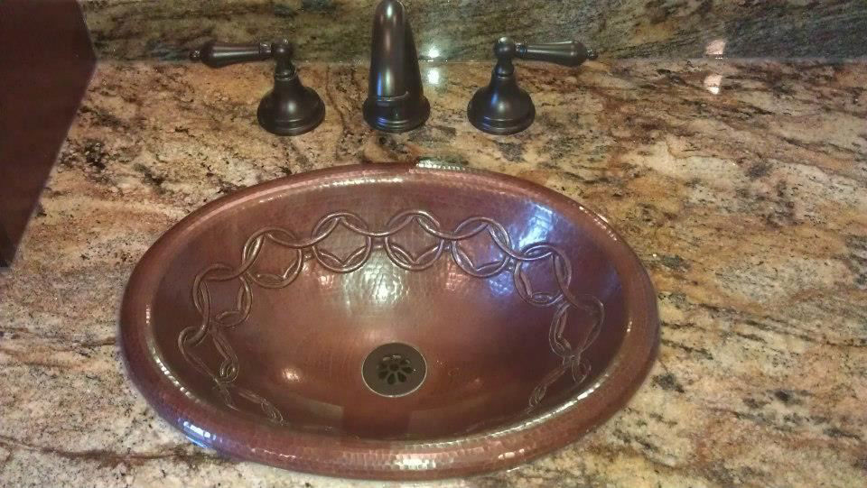 19" Oval Copper Bathroom Sink - Joining Rings by SoLuna