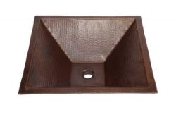 Picture of SoLuna Copper Bathroom Sink |  20" | Pyramidal Tapered | Dark Smoke | SALE