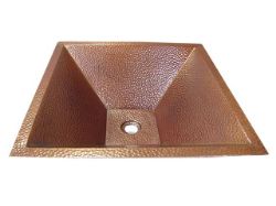 Picture of SoLuna Copper Bathroom Sink | 20" | Pyramidal Tapered | Café Natural | SALE
