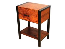 Picture of Flat Iron Nightstand with Copper Panels and Iron Legs