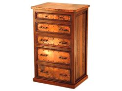 5-Drawer Tall Dresser with Copper Panels
