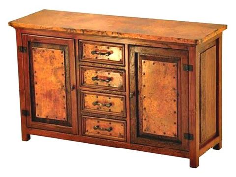 Francisco Copper and Old Wood Buffet - 2 Doors and 4 Drawers