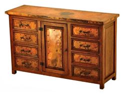 Francisco Copper and Old Wood Buffet - 1 Door and 8 Drawers