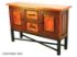 Old Wood and Copper Console with 2 Doors & 2 Drawers