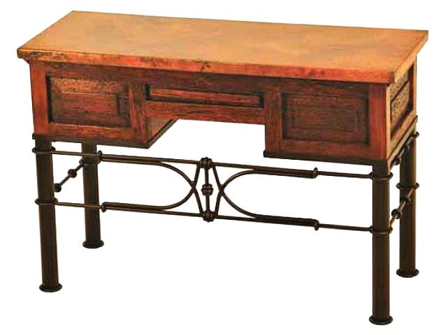 Picture of 3-Drawer Writing Desk with Wrought Iron Base