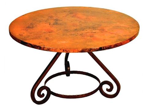 Aztec Round Dining Table with Copper Tabletop