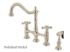 Heritage KS1276AXBS Two-Handle 4-Hole Deck Mount Bridge Kitchen Faucet with Brass Side Sprayer, Polished Nickel