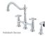 Heritage KS1271AXBS Two-Handle 4-Hole Deck Mount Bridge Kitchen Faucet with Brass Side Sprayer, Polished Chrome