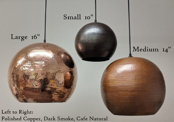 Picture of SoLuna Copper Pendant Light | Globe | Café Natural