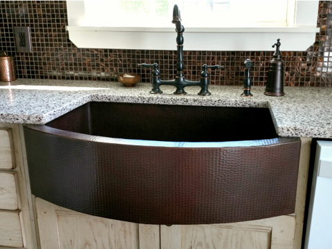 SoLuna Copper Farmhouse Sink | Rounded Front Single Well