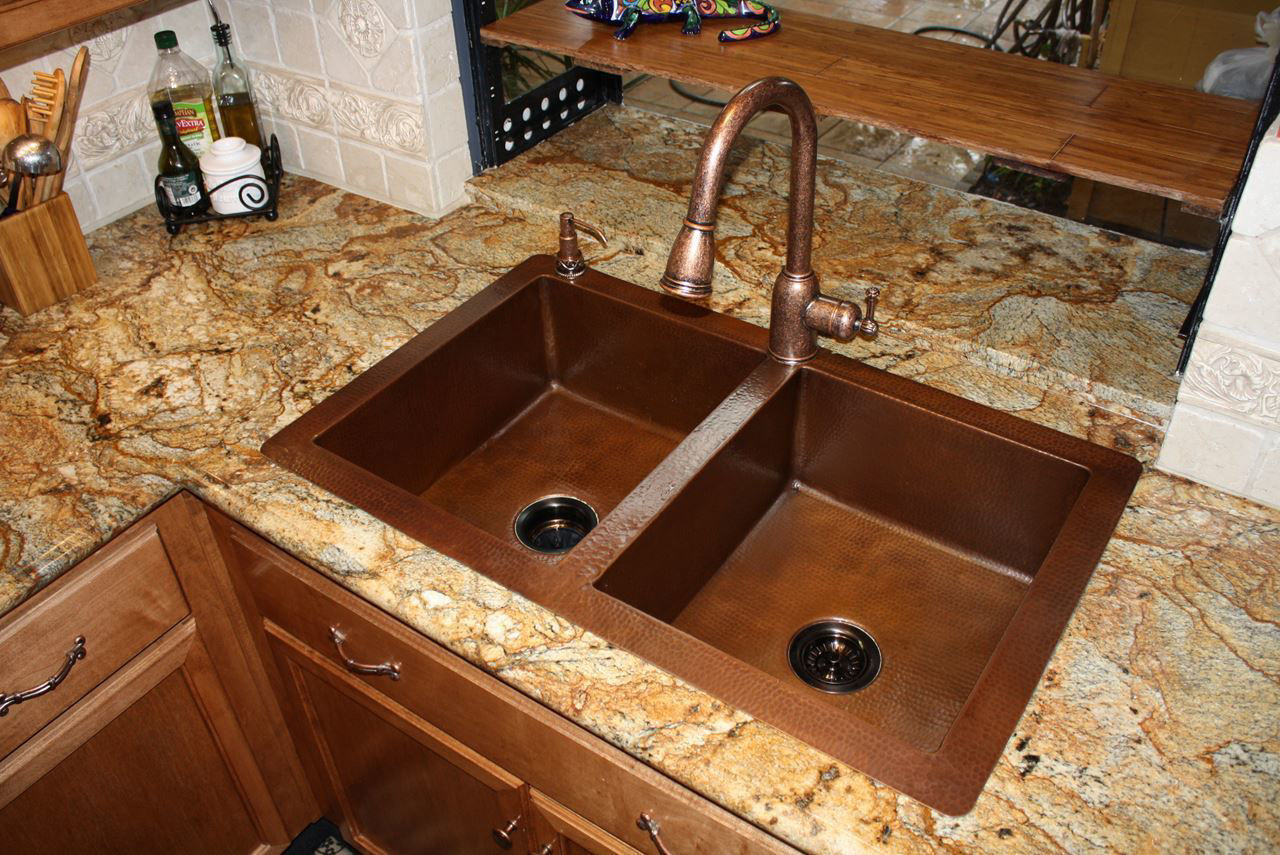 Double Well Copper Kitchen Sink - 50/50 by SoLuna