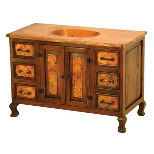 Large Single Sink Wood and Copper Vanity
