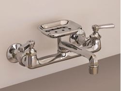 Picture of Strom Plumbing Deco Wall Mount Kitchen Faucet with Soap Dish & Lever Handles