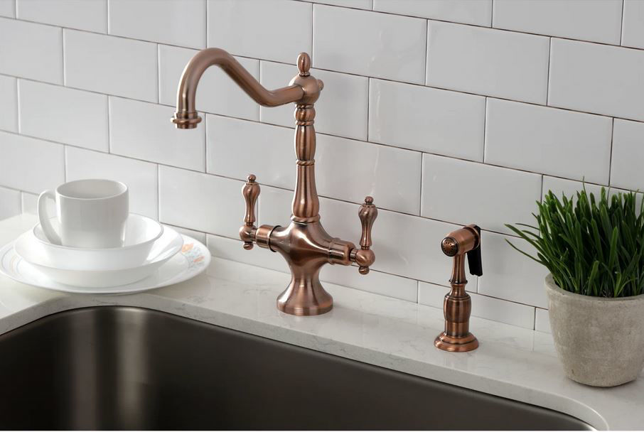 Picture of Kingston Brass Heritage Single Post Kitchen Faucet with Spray