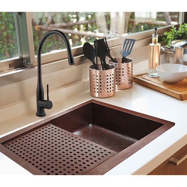 Copper Kitchen Sink w/Drainboard by SoLuna
