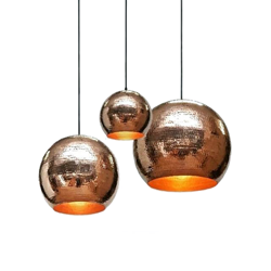 SoLuna Copper Lights | 3 Globe Pendant Chandelier | Polished Copper