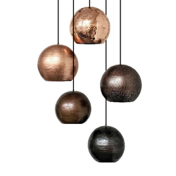SoLuna Copper Lights | 5 Globe Pendant Chandelier | 10" Multi