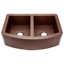 SoLuna Copper Farmhouse Sink | Rounded Front 50-50