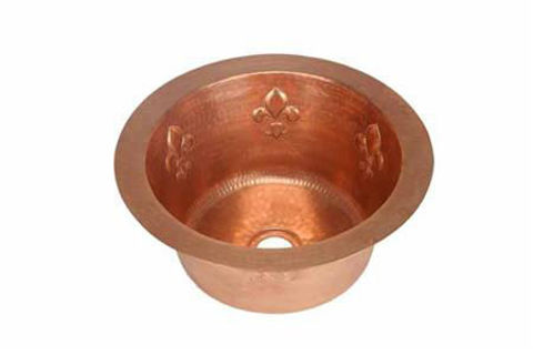 Round Copper Prep Sink - Fleur de Lis by SoLuna