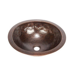 17" Round Copper Bathroom Sink w/Joining Rings by SoLuna