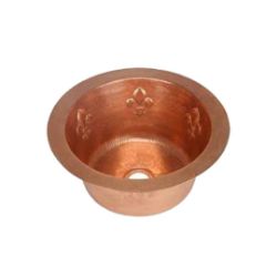 SoLuna Copper Bar Sink | Round | Fleur de Lis
