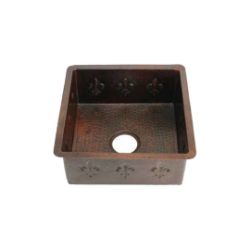 SoLuna Copper Bar Sink | Square | Fleur de Lis