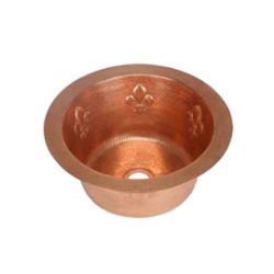 SoLuna Copper Prep Sink | Round | Fleur de Lis