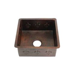 SoLuna Copper Prep Sink | Square | Fleur de Lis