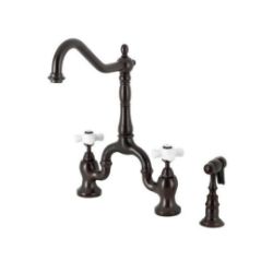 Kingston Brass Kitchen Faucet | English Country | Side Spray | Deck Mount