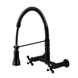 Kingston Brass Kitchen Faucet | Gourmetier Heritage | Cross Handles | Wall Mount