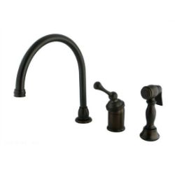 Kingston Brass Kitchen Faucet | Georgian | Gooseneck | Side Spray | Deck Mount