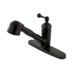 Kingston Brass Kitchen Faucet | English Vintage | Pull Out | Deck Mount