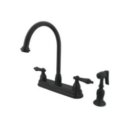 Kingston Brass Kitchen Faucet | Restoration 8" | Centerset | Side Spray | Deck Mount