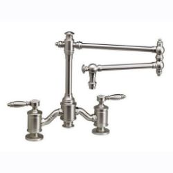 Waterstone Kitchen Faucet | Towson | Bridge | 18" Articulated Spout | Lever Handles | Deck Mount