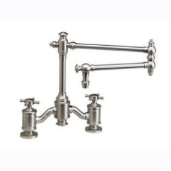 Waterstone Kitchen Faucet | Towson | Bridge | 18" Articulated Spout | Cross Handles | Deck Mount