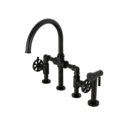 Kingston Brass Kitchen Faucet | Belknap | Bridge | Side Spray | Deck Mount