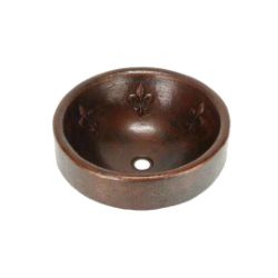 17" Prescenio Copper Vessel Sink - Fleur de Lis by SoLuna