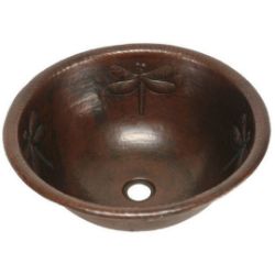 17" Round Copper Bathroom Sink - Dragonfly by SoLuna