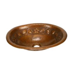 15" Oval Copper Bathroom Sink - Floral by SoLuna