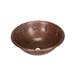 17" Round Copper Bathroom Sink - Stars by SoLuna