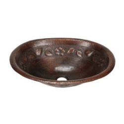 17" Oval Copper Bathroom Sink - Floral by SoLuna