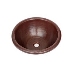 17" Rimmed Round Copper Bathroom Sink by SoLuna