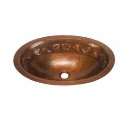 19" Oval Copper Bathroom Sink - Floral by SoLuna
