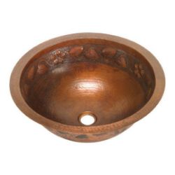 17" Round Copper Bathroom Sink - Floral by SoLuna