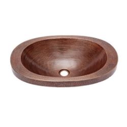 21" Oval Copper Bathroom Sink w/Raised Rim by SoLuna