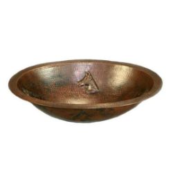 19" Oval Copper Bathroom Sink - Horse by SoLuna